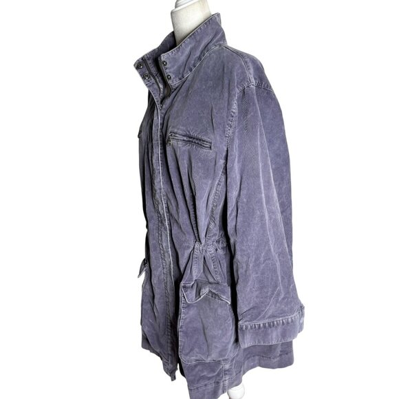 J Jill Stretch Utility Jacket Adjustable Waist 2XL Grey Purple Cotton Pockets - Picture 5 of 8